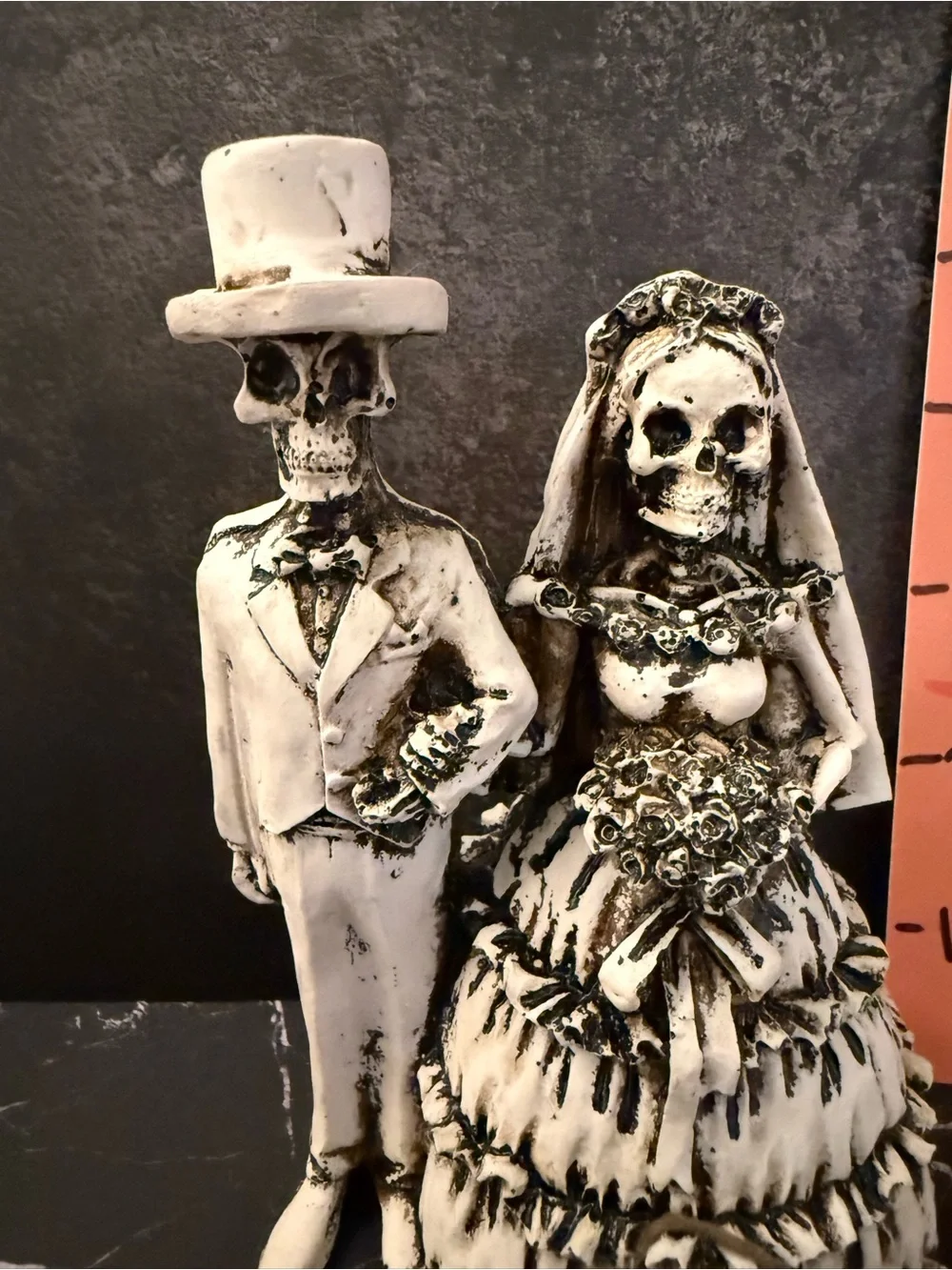 White Skeleton Bride and Groom Cake Topper - Gothic Wedding Accent